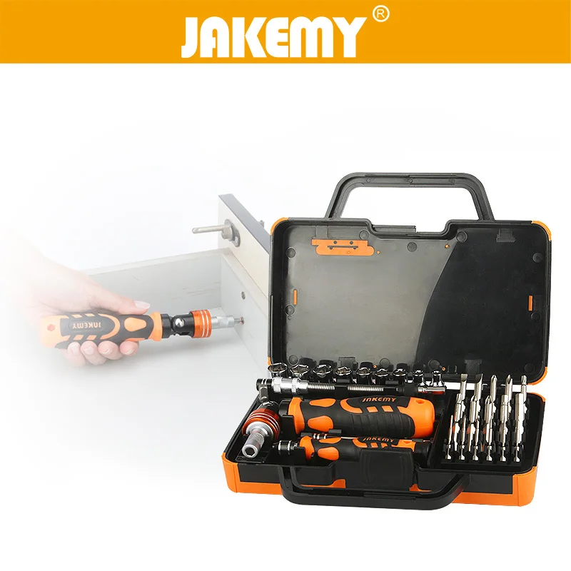 

JAKEMY 31 in 1 Multifunction Hand Tools Set Multi Bit Ratchet Screwdriver Socket Set for Laptop Electronics Repair Tools Kit