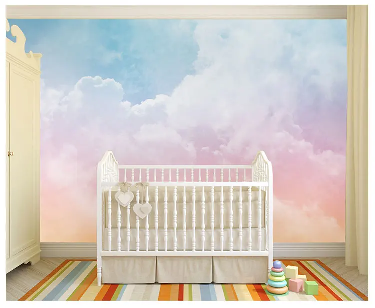 Розовое небо облако 3d мультфильм потолочные обои фрески для девочек комната Детский сад Детская Декор стены 3d дочка настенная бумага