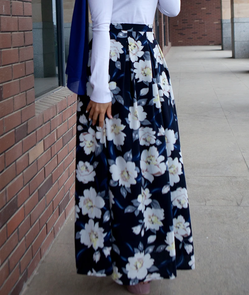 2018 Summer Fashion Women Mulism Skirts Printed Floral Skirts Middle