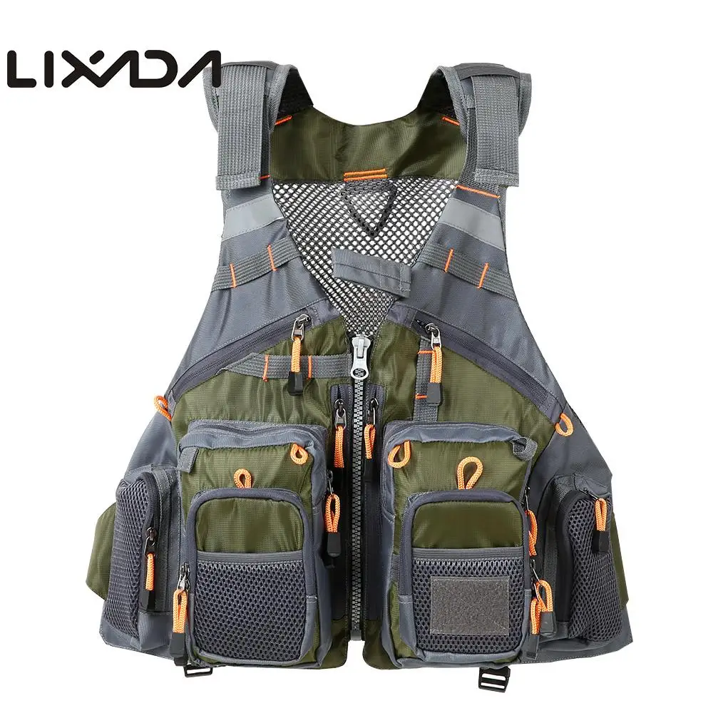 Lixada Unpadded Outdoor Fishing Vest Pack Quick Dry Multi Pocket Breathable Mesh Fishing Vest