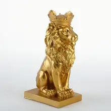 Новая креативная Современная Золотая Корона, статуя черного льва, статуэтка животного, скульптура для украшения дома, чердачные украшения, подарки