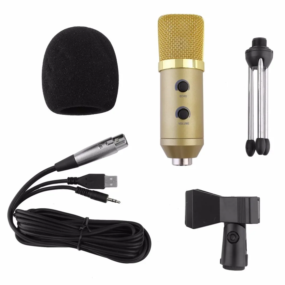 MK-F100TL USB конденсаторный микрофон со штативом для записи видео караоке Студийный микрофон для радио для компьютера ПК Профессиональный