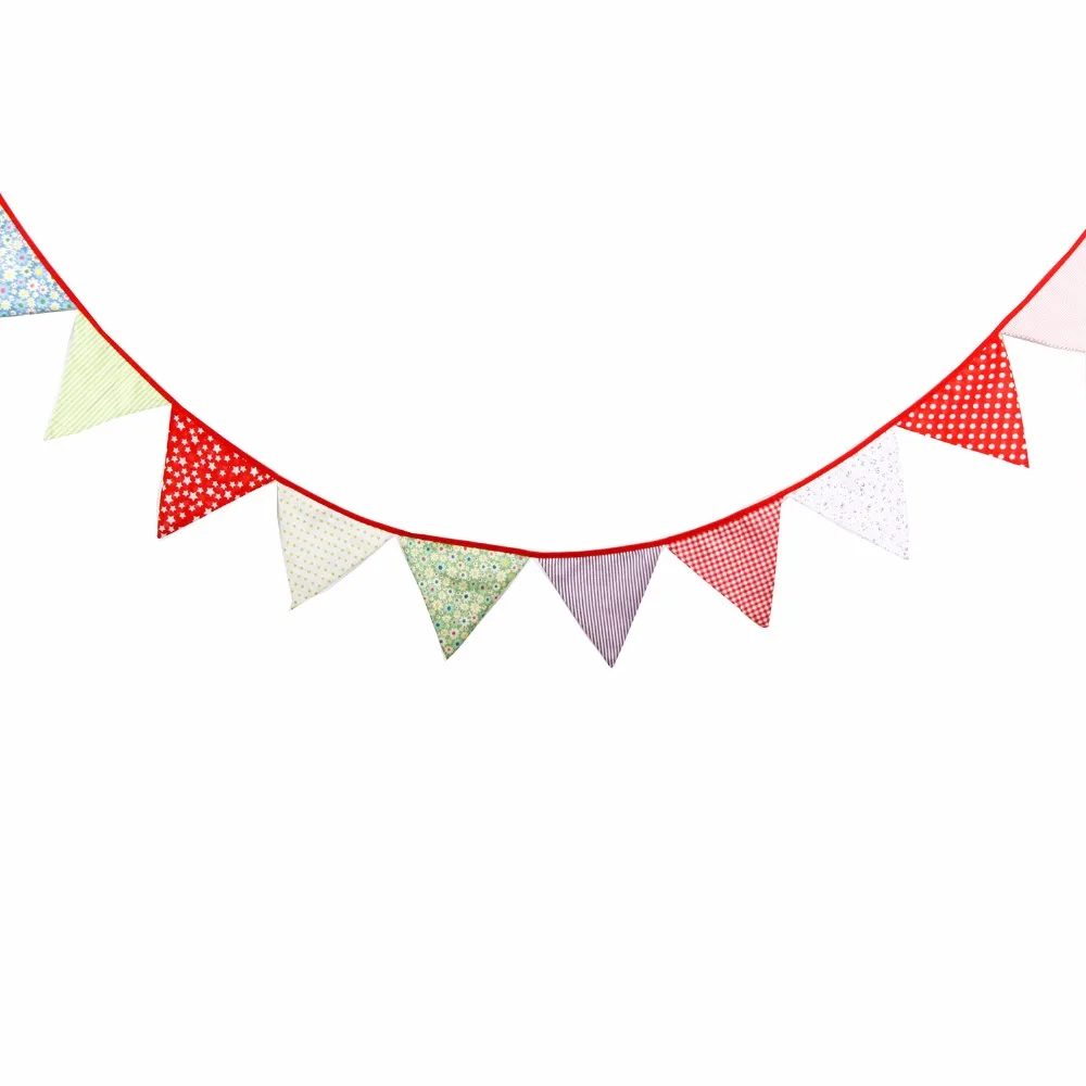 Cute Flowers Cotton Banner Colorful Flags Garland For Wedding