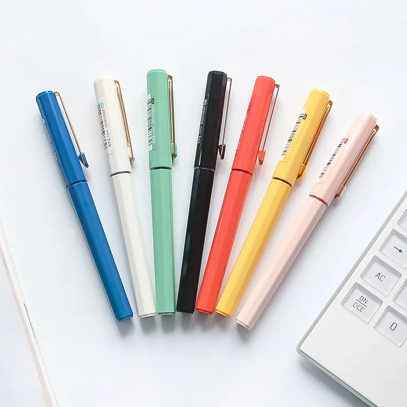 

12pcs MUJI Style Gel Roller Ball Pens 0.5mm Needle Tip Gel Pen Assorted Color Barrel the Office & School Supplies Stationery Bts
