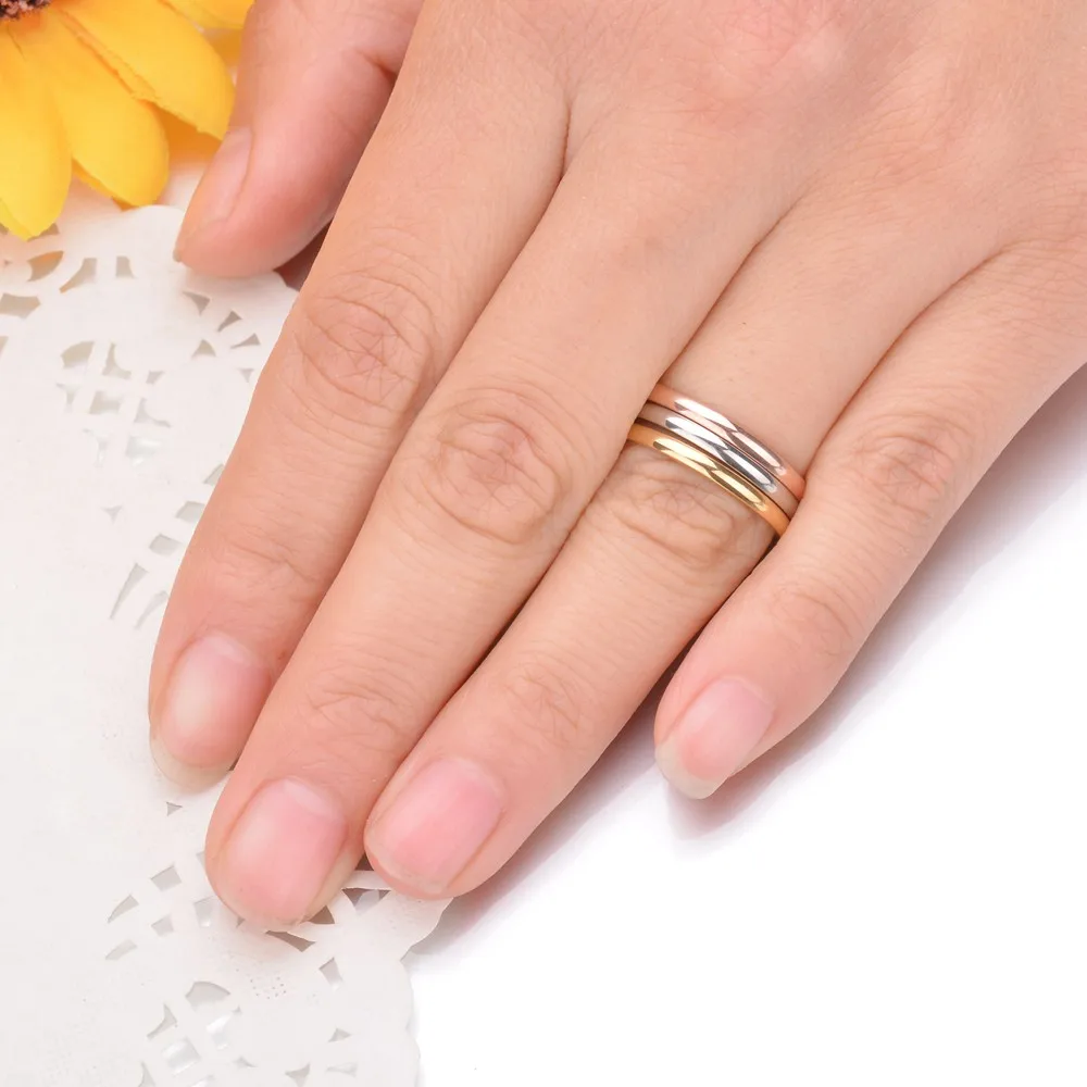 3 шт./лот кольцо 316L из нержавеющей стали кольца для женщин классические кольца для пальцев ювелирные изделия мода 3 цвета обручальные свадебные украшения