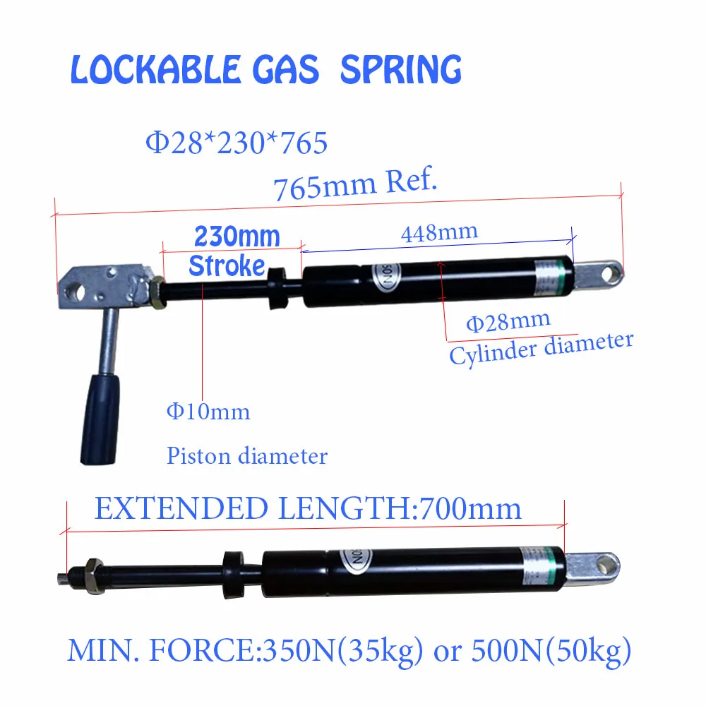 Регулируемая газовая пружина 350N-500N 28X230X700 Запираемая позиция для производства Хирургического Стола офисного кресла автоматический подъёмник двери