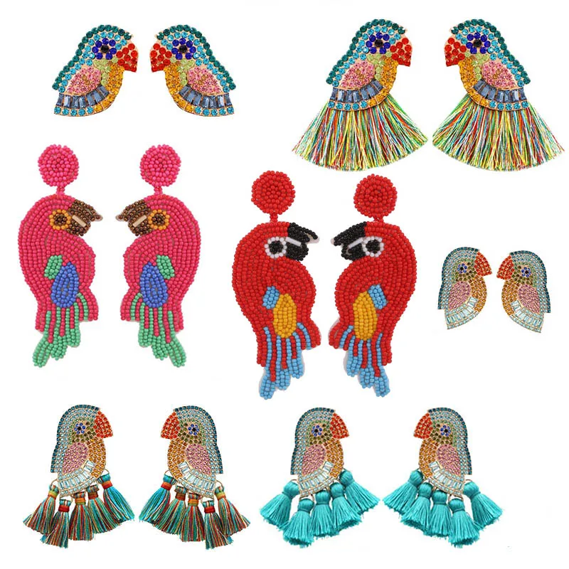 Crystal Pparrot Dird Drop Earrings For Women MIX