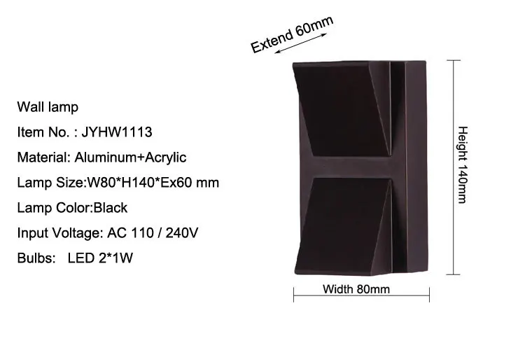 Современный открытый настенный светильник LED 2 Вт крыльцо свет украшения сада ip54 для дома двойными стенками бра светильник 1113