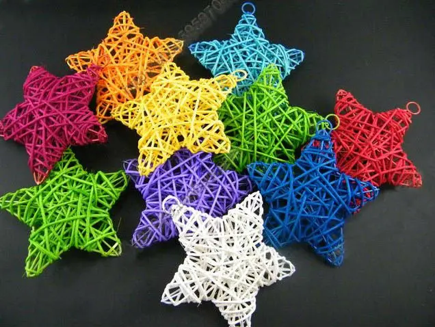 10cm special nice multicolors rattan crafts stars decorations for stars crafts