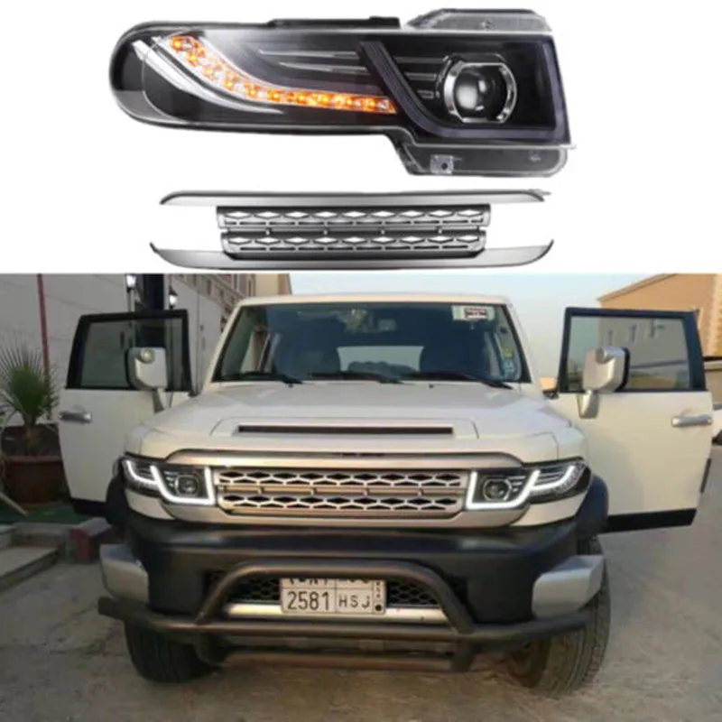 1Pair Car HID Xenon Projector Headlight For Toyota FJ Cruiser Head Lamp 2007-2014 LED Headlight + Tail Light + Grille FJ Cruiser