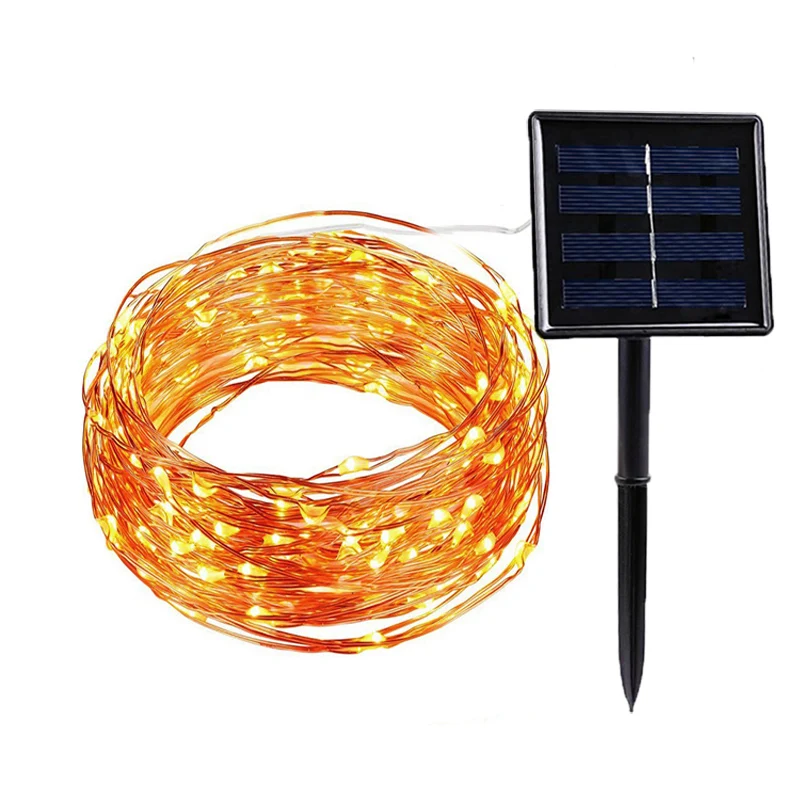 Solar Panel Powered LED Copper Wire Sting Lights 8 Modes 5M 10M 20M Colorful Solar Lamp Waterproof IP44 Garden Party Decor Light