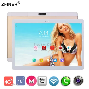 2017 New 10 inch 4G LTE Tablets Octa Core Android 6.0 RAM 4GB ROM 64GB Dual SIM Cards 1920*1200 IPS HD 10.1 inch Tablet PCs+Gifs