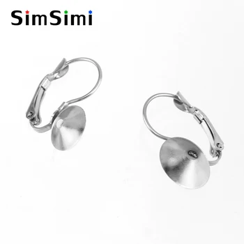 

10/12mm; 0.39/0.47inch Stainless steel earring Cone base tray Cabochon Cameo Setting Blank base 100pcs