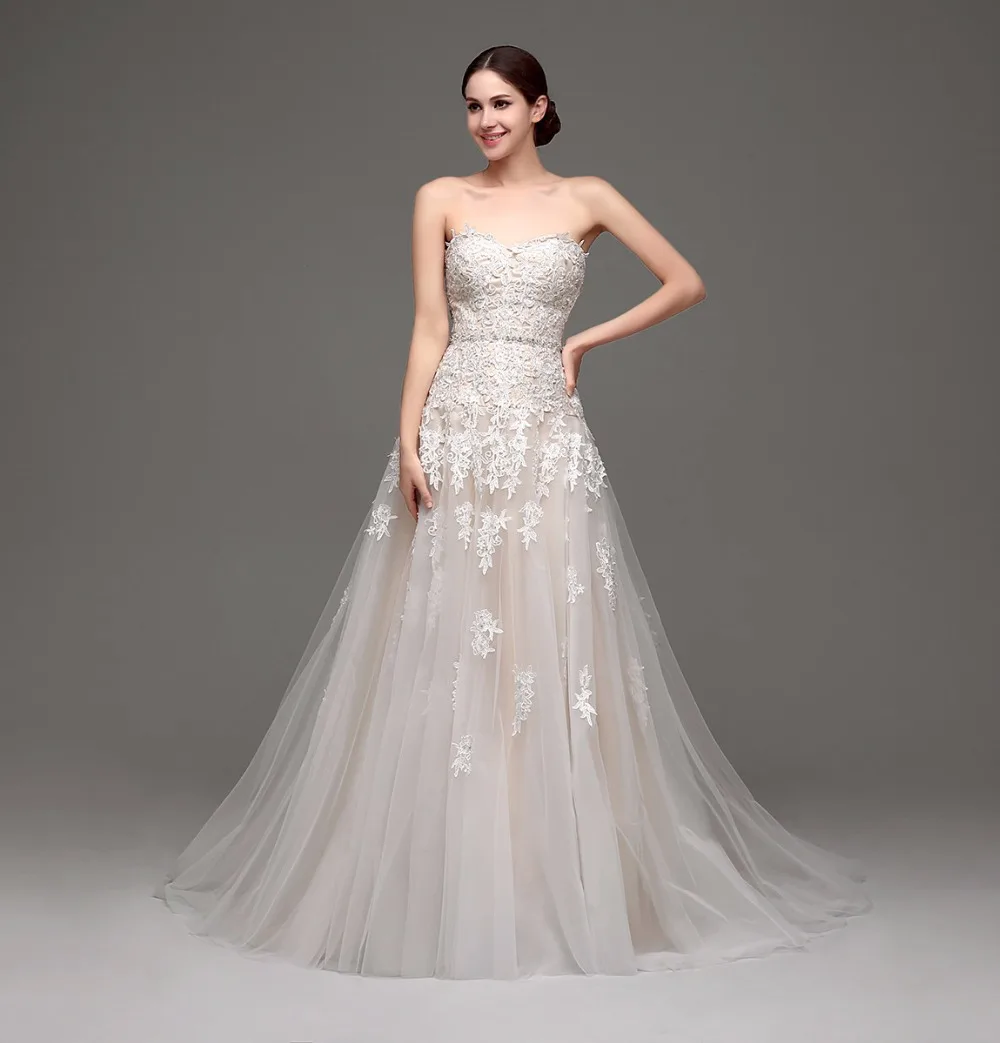 В наличии vestidos de novia 2018 бежевый свадебный наряд Vestido Noiva свадебное платье невесты