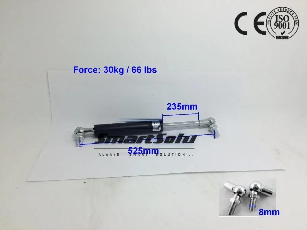 

Free Shipping 525mm Length Gas Spring Strut 30kg/ 66 Lbs Force for Car