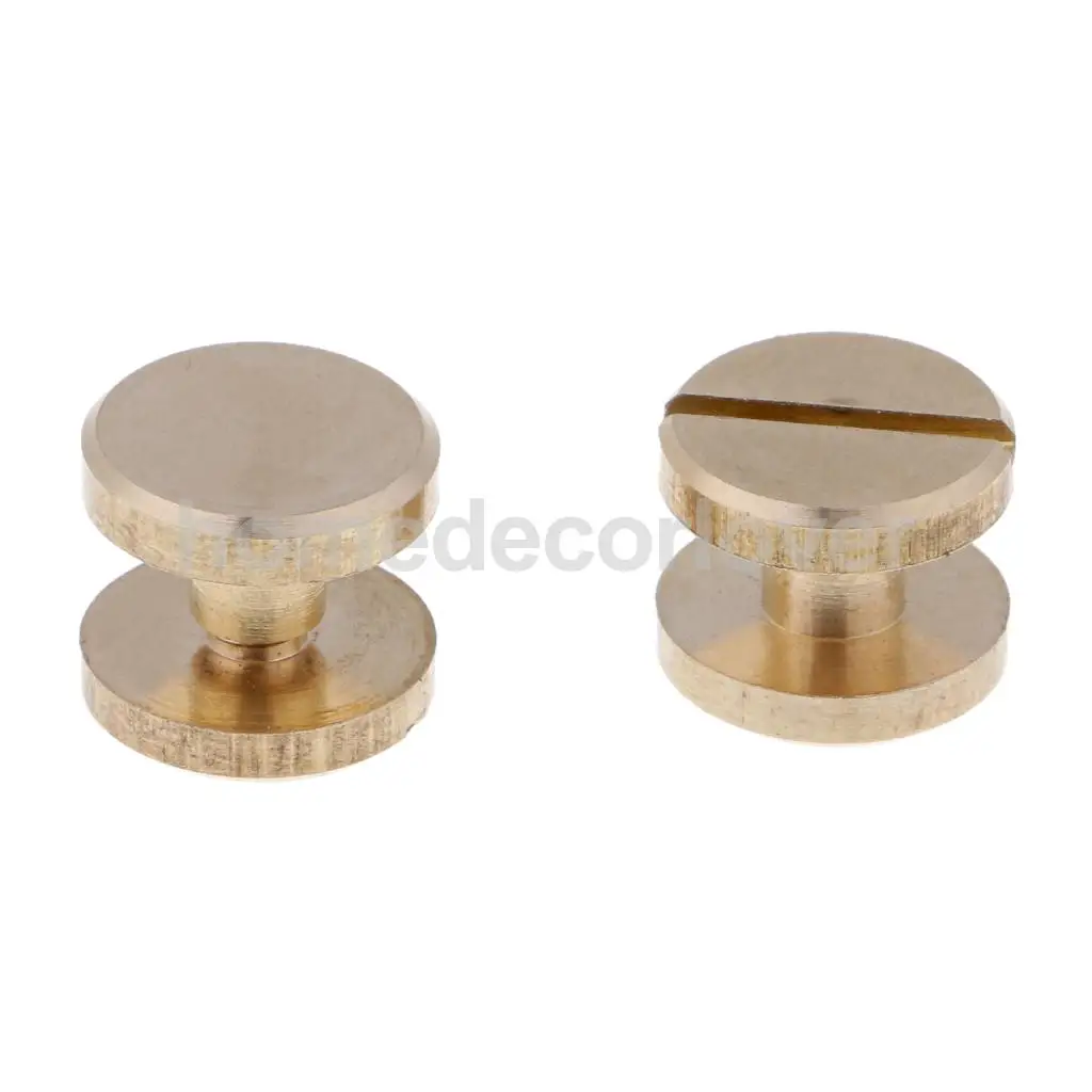6 Sets Solid Brass Flat Round Head Stud Screwback Leather Craft Chicago Screws