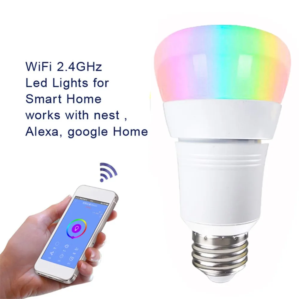 

WiFi Smart Light Bulb Dimmable Multicolor Wake-Up Lights RGBW LED Lamp Compatible With Alexa and Google Home LED Smart Bulb