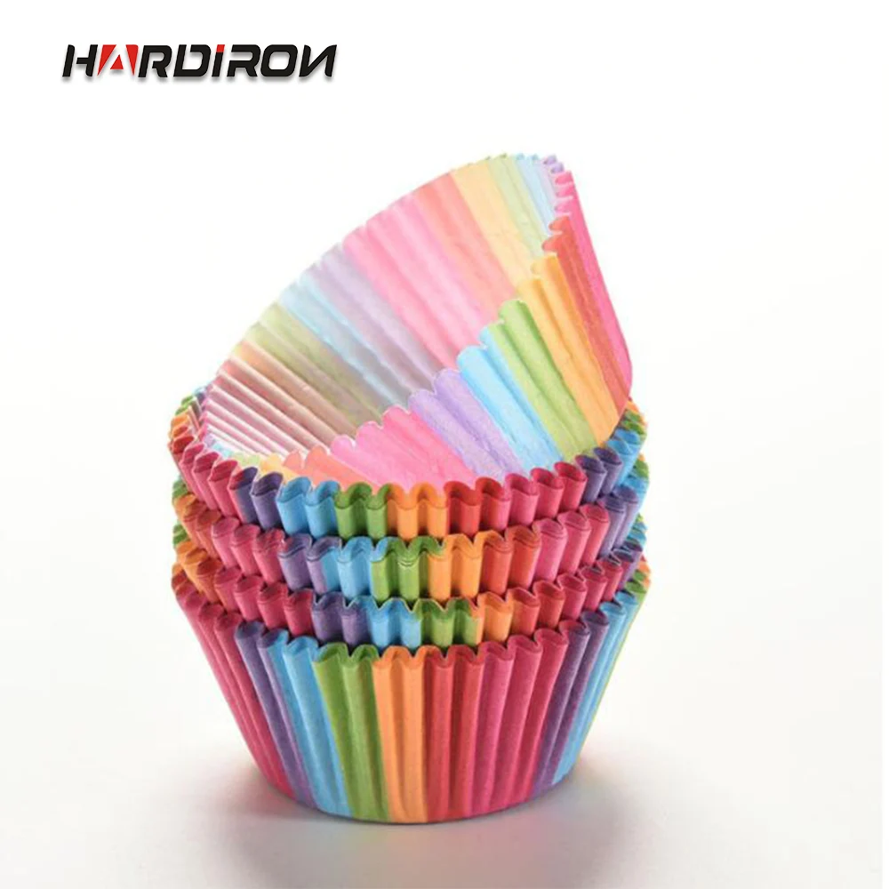 

HARDIRON 500PCS Color Rainbow Cake Paper Cup High Temperature Muffin Baking Box Party Wedding Tray Decoration Mold Tool