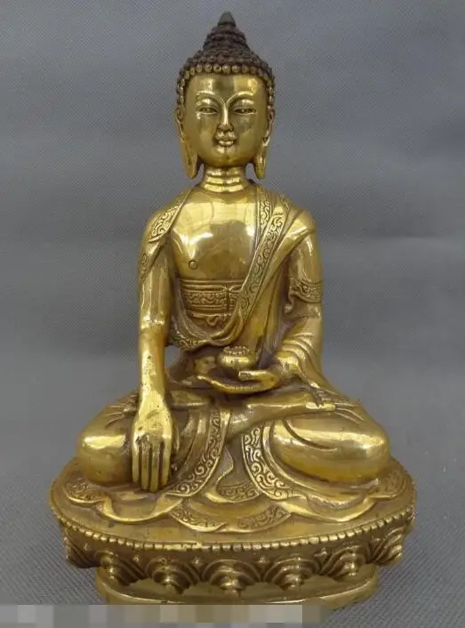 

S05927 8" Tibet Bronze Gilt Buddhist Sakyamuni Bowl Joss Shakyamuni Buddha Statue Set