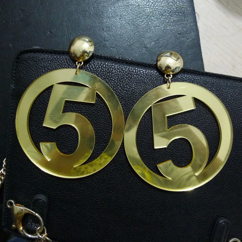 

Big 5 Letters Circle Earring Fashion Acrylic Extra Large Dangle Earring