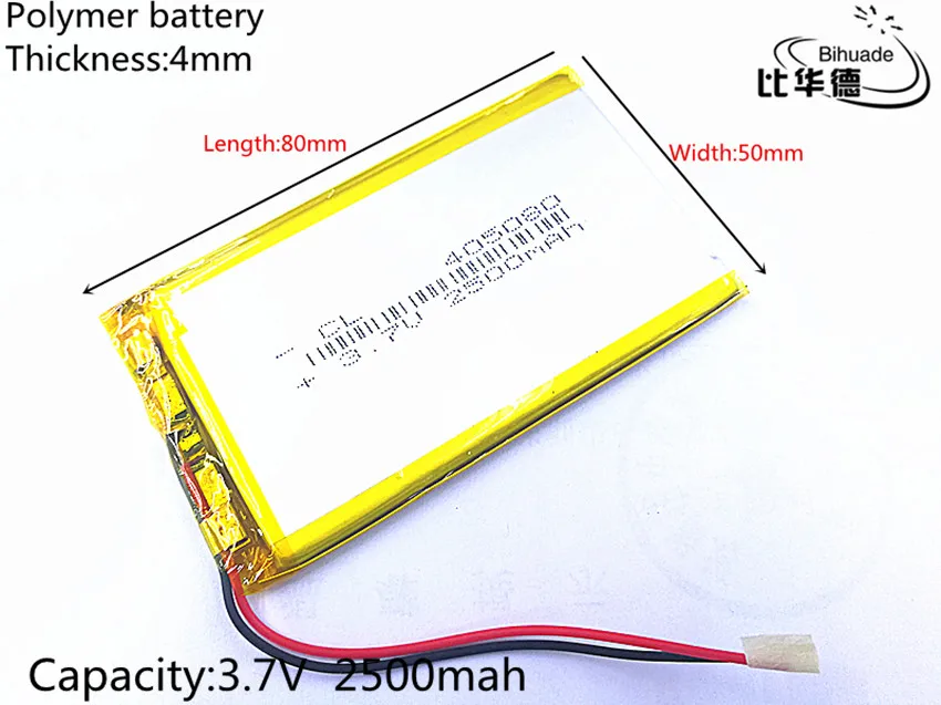 Бесплатная доставка 3 7 V 2500mAh 405080 литий полимерные LiPo аккумуляторные батареи для
