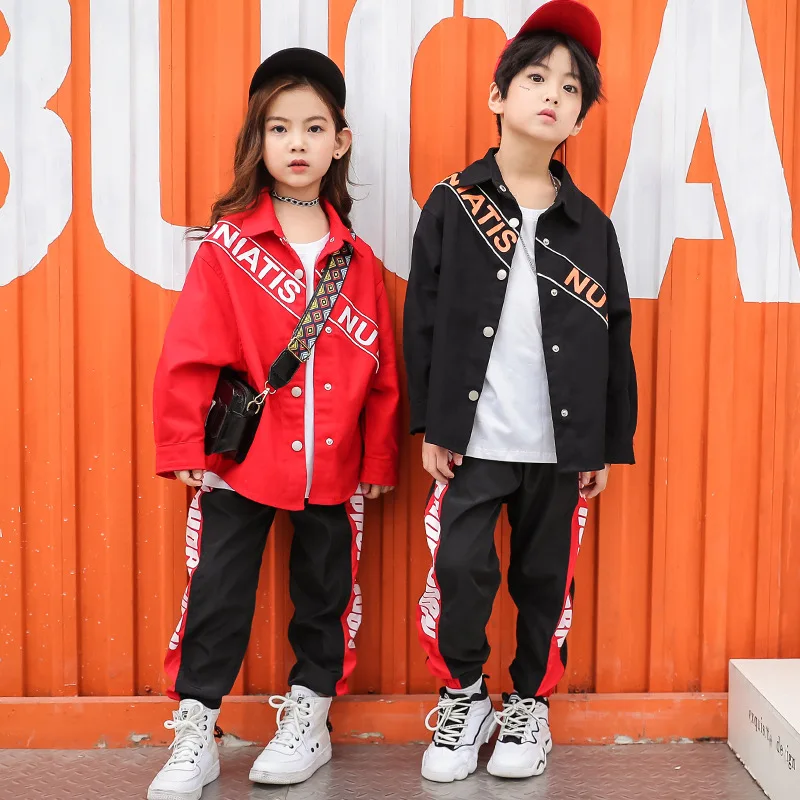 

Kids Ballroom Costumes Hip Hop Clothing Dance Girls Shirt Jacket Pant Jazz Performance Shows Exhibition Suits Streetwear Outfits
