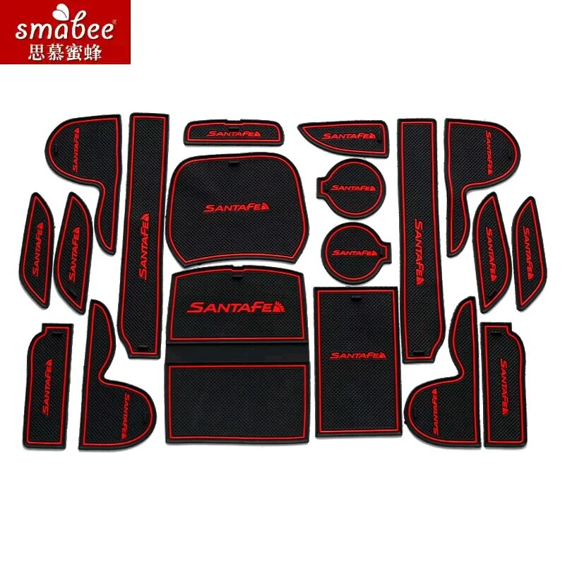 Tanie 19 sztuk zestaw dla Hyundai Santa Fe IX45 2013 2015, akcesoria samochodowe 3D mata gumowa mata antypoślizgowa mata do schowków na drzwiach pa...