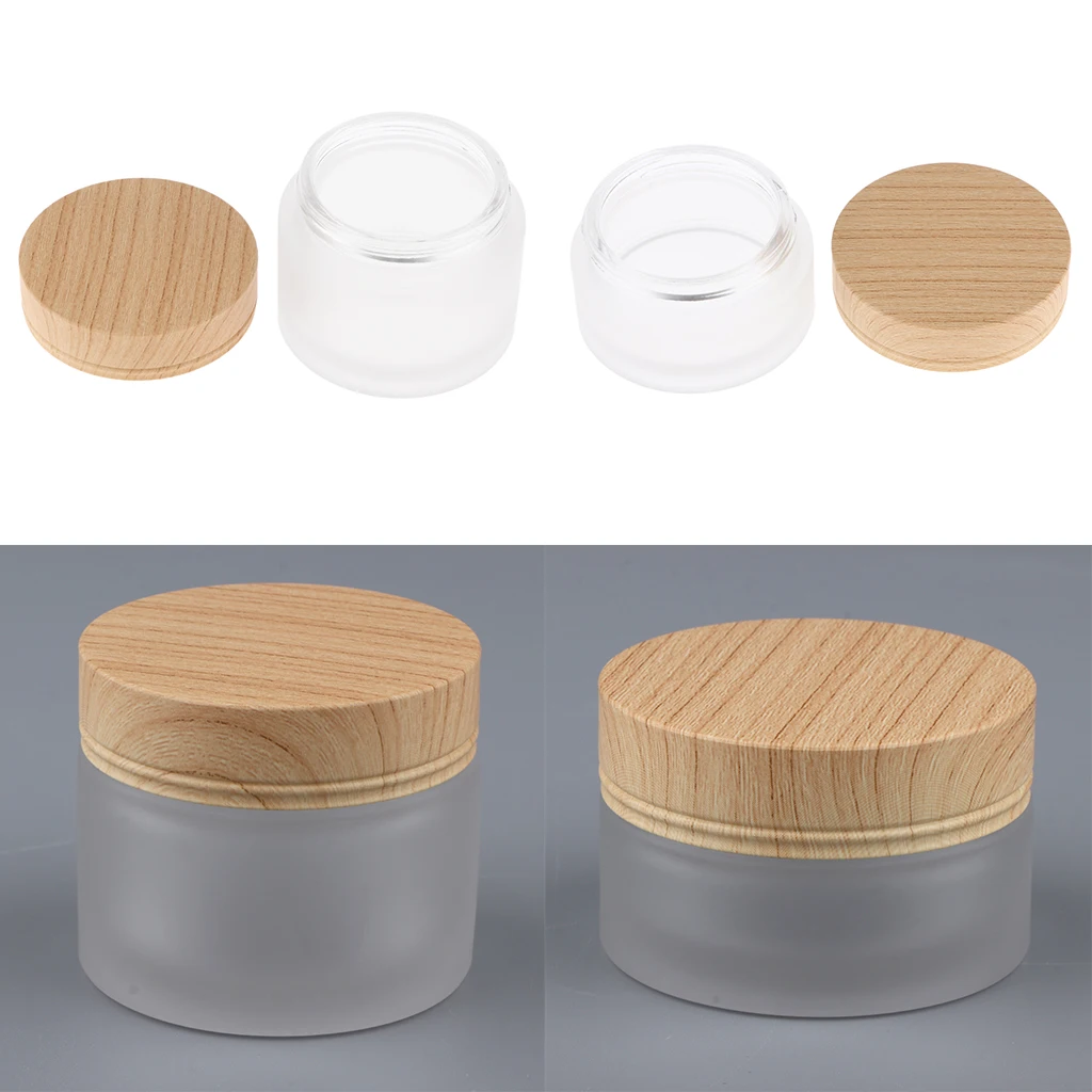 

2 Pieces Empty Glass Makeup Cosmetic Jars for Cream Lotion Refillable Travel,30g,50g