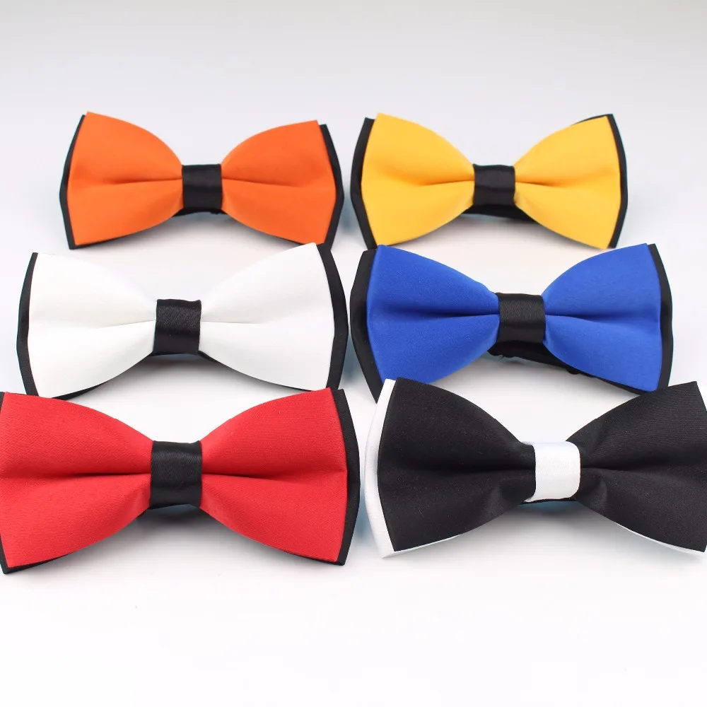 

Mens Two Color Bow Tie Flexible Bowtie Smooth Necktie Soft Matt Butterfly Decorative Pattern Solid Color Ties