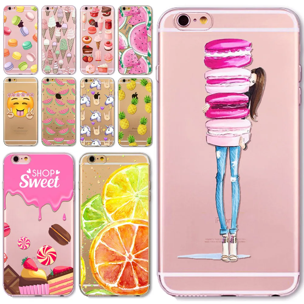 Phone Case Cover For iPhone  6 6S 5 5S SE 5C 6Plus 6sPlus 4 4S Fruit Lemon Banana Emojio Donuts Macaron Fundas Capa Para Bag