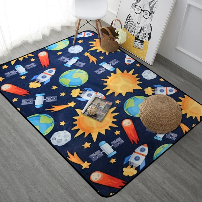

Space Universe Planet Cartoon Carpet For Living Room Soft Carpet Kids Room Cute Rugs For Bedroom Computer Chair Floro Mat/Rug