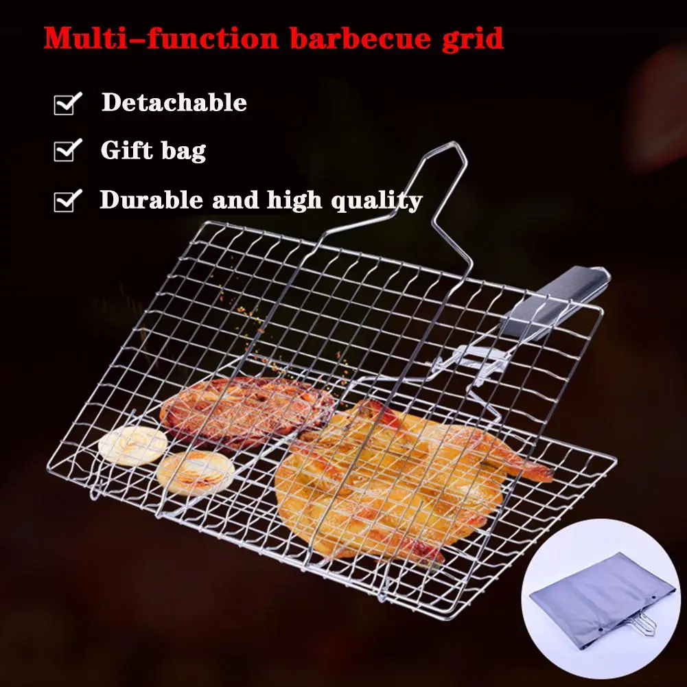 

HobbyLane Square Barbecue Grill Stainless Steel Detachable BBQ Wire Mesh Clip for Fish Vegetable
