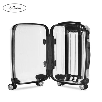 

LeTrend 100% Transparent Brand Rolling Luggage Spinner Men International Trolley Suitcase Wheels 20 inch Women Cabin Travel Bags