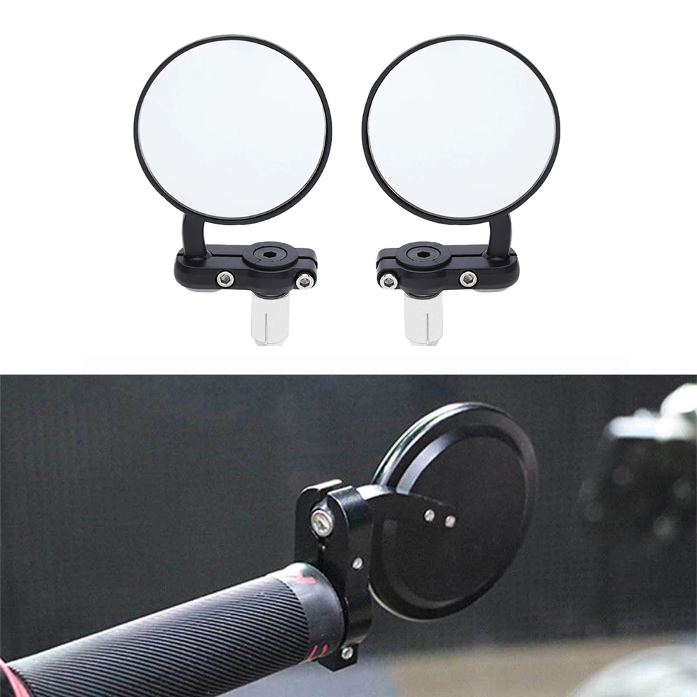 

1Pair Universal Round Motorcycle Rearview Mirror CNC Aluminum Headle Bar 7/8" End Side Rear View Mirrors For Bobber Cafe Racer M