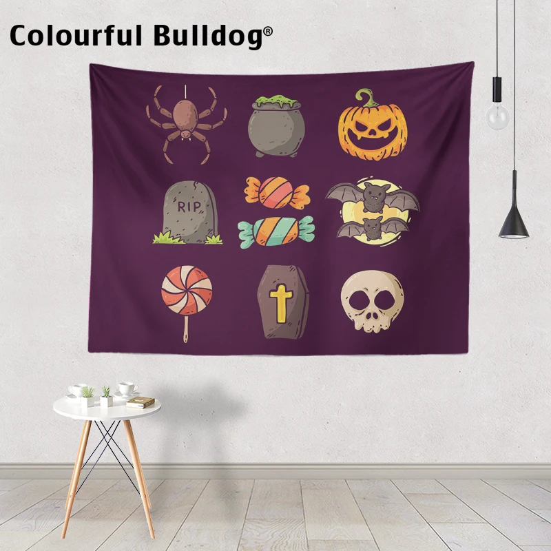 

Cartoon Halloween Spider Pumpkin Wall Hanging Tapestry Rip Candy Owl Beach Blankets Mummy Ghost Trick or Treat Yoga Mat Decorate