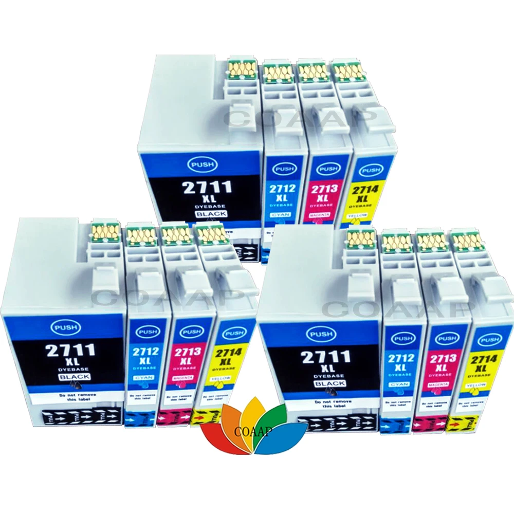 

12pk T2711 T2701 T2714 Compatible Ink Cartridge For Epson WorkForce Pro WF-3620DWF WF-3640DTWF WF-7620DTWF