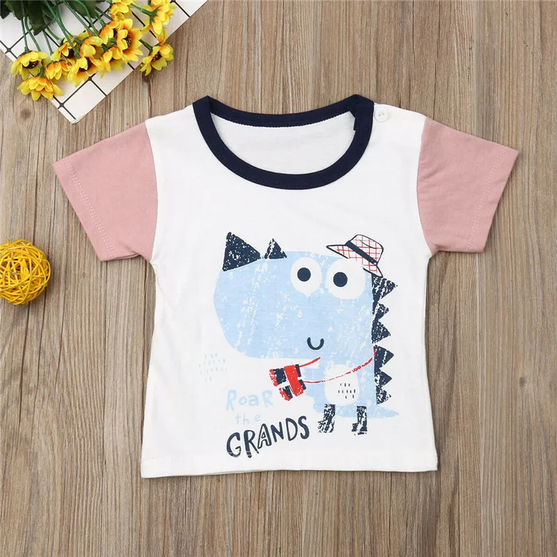 Новая хлопковая футболка для маленьких мальчиков и девочек, летние топы, одежда с короткими рукавами - Цвет: D
