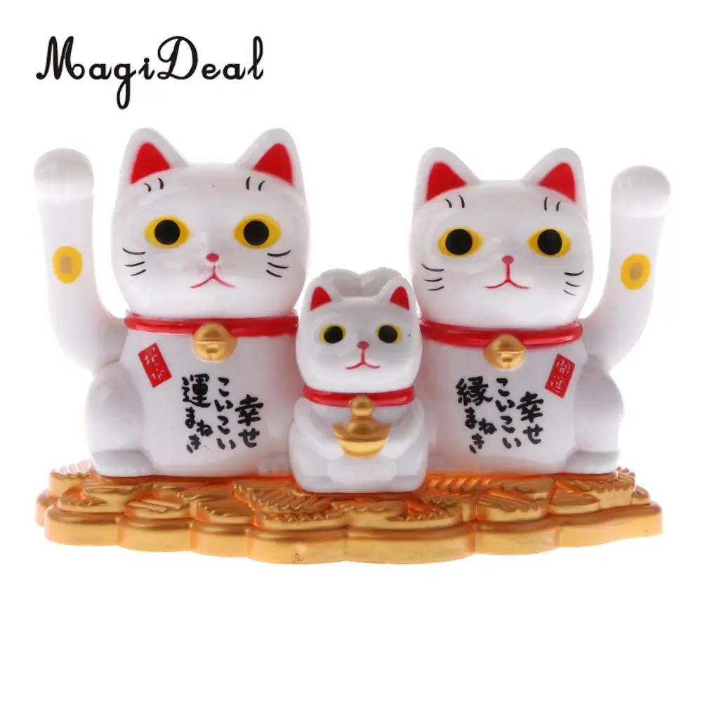 MagiDeal Hot Sale Solar Powered Bobbling Toy Waving Fortune Cat Family Home Office Desk Car Store Balcony Decor Children Toy