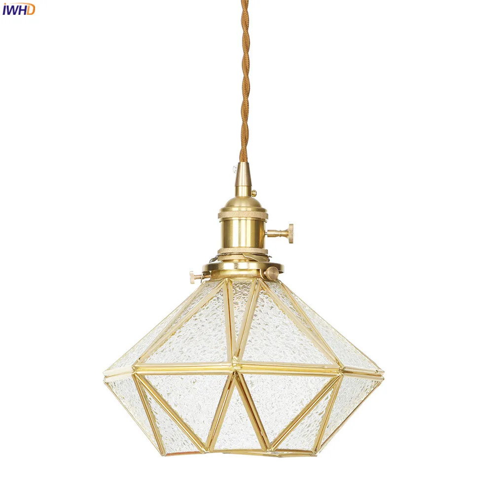 IWHD American Country LED Pendant Lamp Dinning Living Room Light Nordic Style Star Copper Glass Pendant Lights Fixtures Hanglamp