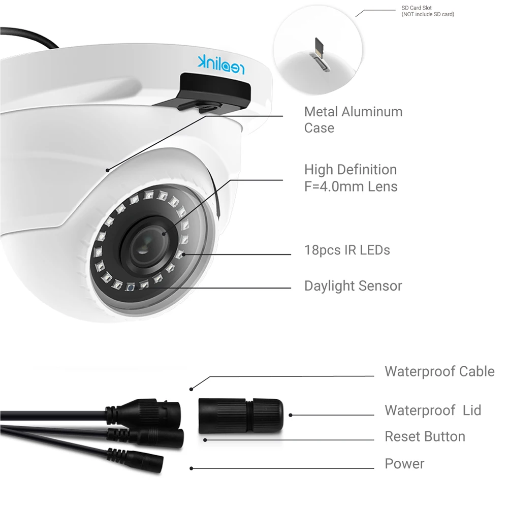 Reolink RLC-420 PoE IP камера 2560x1920 5MP купольная камера безопасности наружного видеонаблюдения CCTV ночного видения с SD слотом