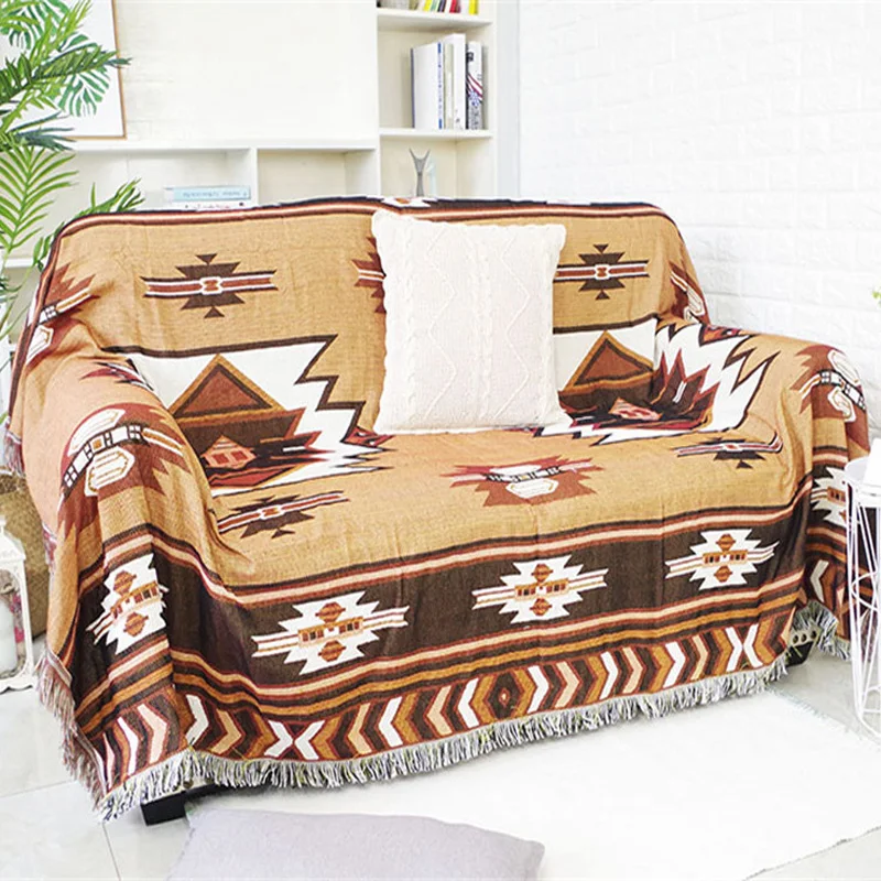

European Geometry Throw Blanket Coffee Sofa Decorative Slipcover Cobertor on Sofa Travel Non-slip Stitching Blankets Christmas