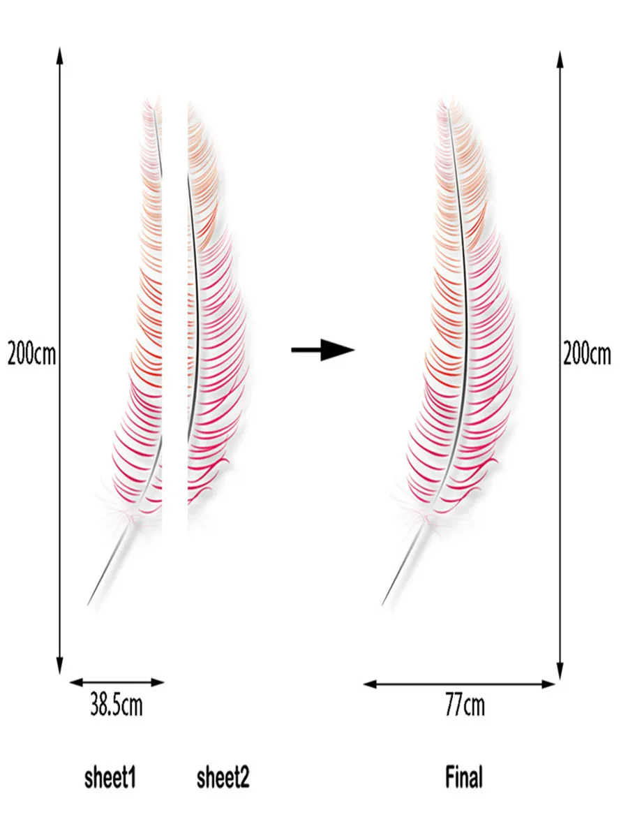 Nordic простота перо дверной наклейки элегантные двери Украшение Фреска DIY ремонта дома двери наклейки ПВХ Водонепроницаемый дверь фрески