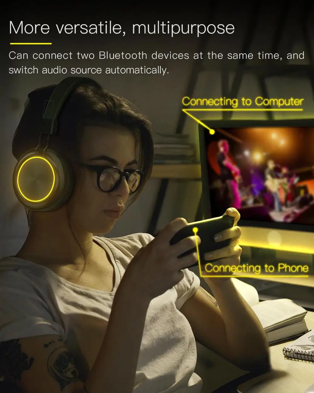 JAKCOM BH3 Bluetooth наушники 7 цветов Светящиеся с микрофоном Поддержка TF карты для телефона Xiaomi iPhone PC смартфон