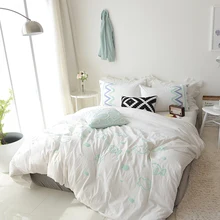 100% Cotton Soft fabric Embroidered Cute Bedding set 4/6Pcs King Queen Twin size Kids Girl Bed sheet set Duvet cover Pillow sham