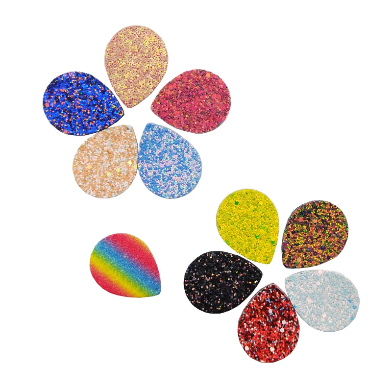 

5Pcs Leather Sequin With Glitter Labels For Clothes PU Label Tags Garment Label DIY Earrings Sewing Water Droplets Accessories
