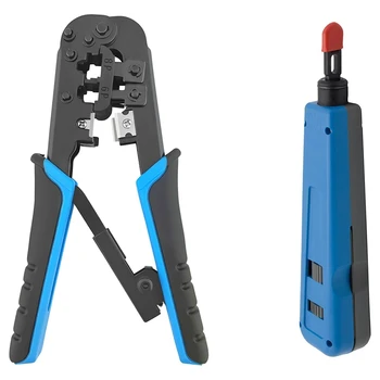 

Crimping And Punch Down Tools With 66,110-For 4P/6P/8P,Rj-11/Rj-12/Rj-45 Network And Telephone Cables
