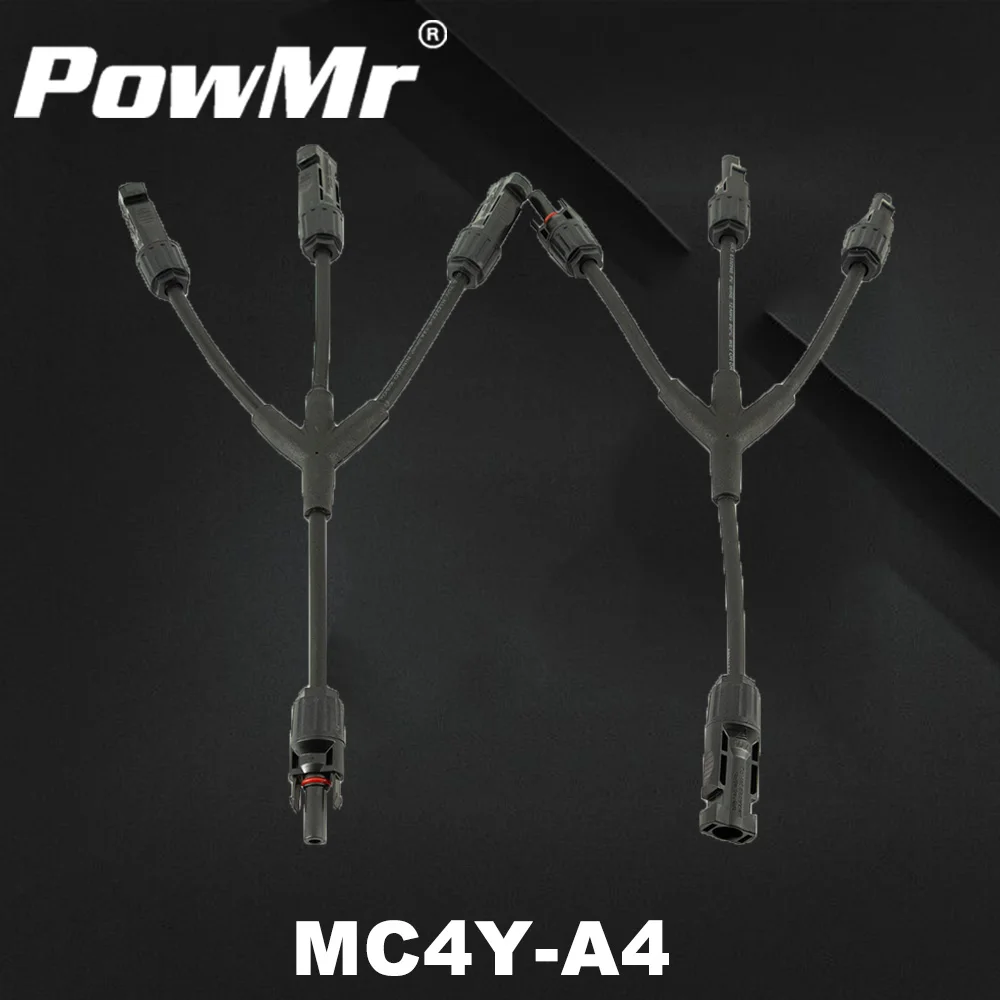 

One Pair MC4 Solar Connector Y Type 3 Branch One to Three Combiner Solar Panel Connection Male and Female Panel Cable MC4Y-A4