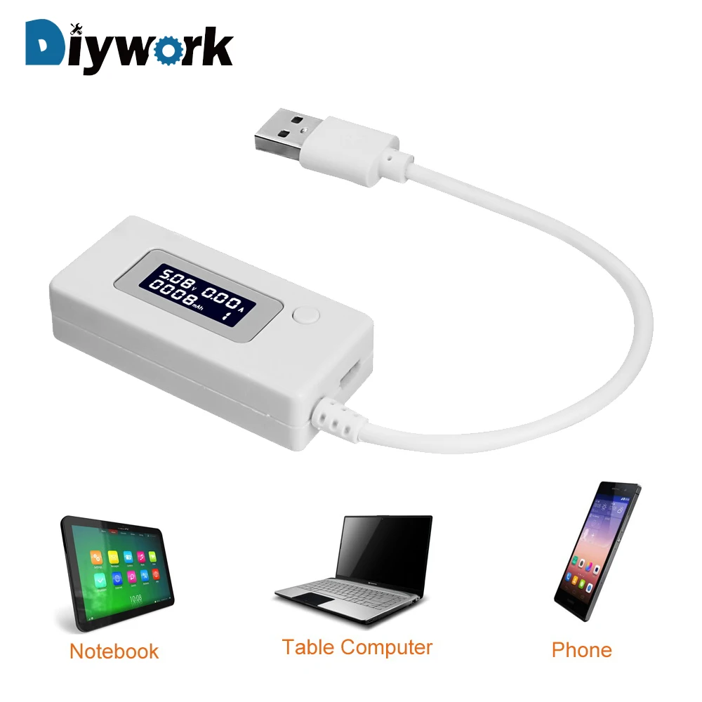 

DIYWORK LCD Screen Mobile Power Charger Battery Capacity Detector for Phone Power Bank Micro USB Tester Voltage Current Meter