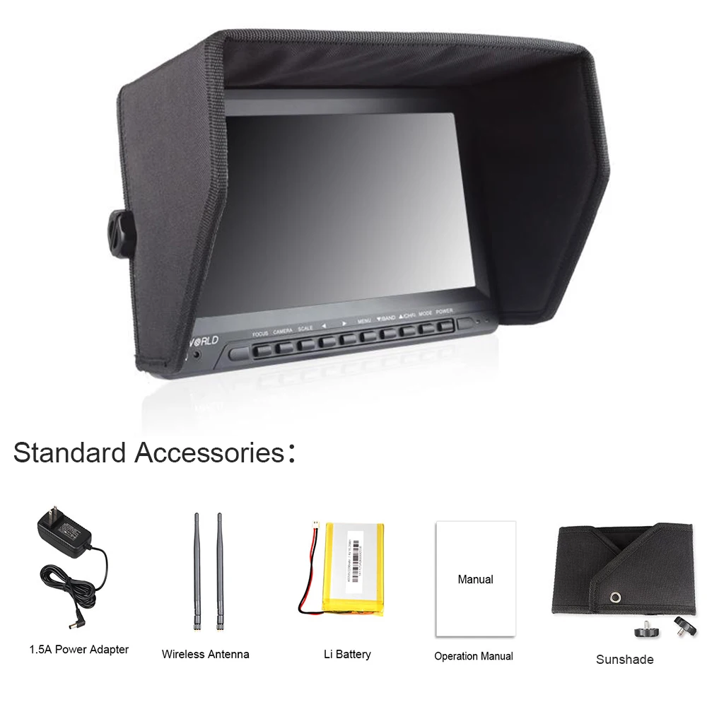 Монитор Feelworld для GoPro 10 1 дюймовый IPS монитор 1024x600 FPV со встроенным аккумулятором