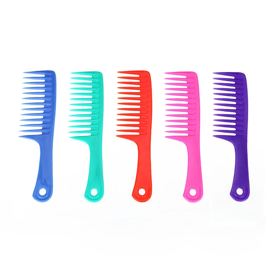 Wet Haircut Hair Comb Hairdressing Plastic Detangler Handle Wide tooth ...